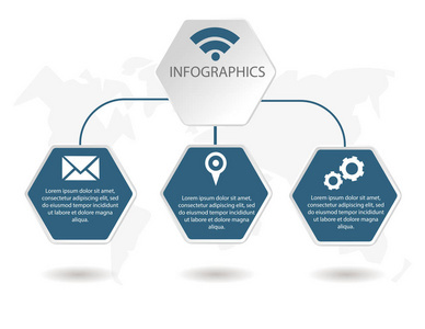 現(xiàn)代矢量插圖 三六邊形元素與信息模板的商務(wù)應(yīng)用